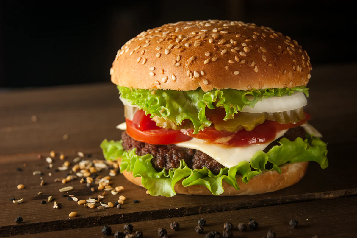 Bacon Overbyte — tall stacked double cheeseburger